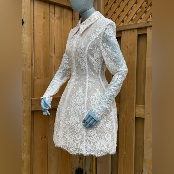 🆕 BRONX & BANCO 🧿 NWOT Adelaide White Lace Bridal Mini Dress, Sz XS US 2 - Picture 10 of 16